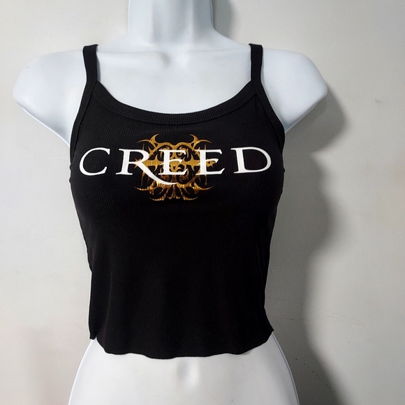 Creed band crop top Creed tank top Creed shirt fitted gold metallic vinyl - Picture 3 of 4